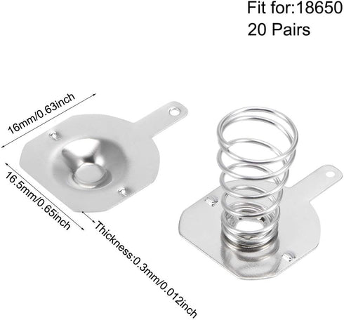 uxcell 50Pairs 18650 16.5mmx16mm Battery Negative to Positive Conversion Spring Contact Nickeling Plate