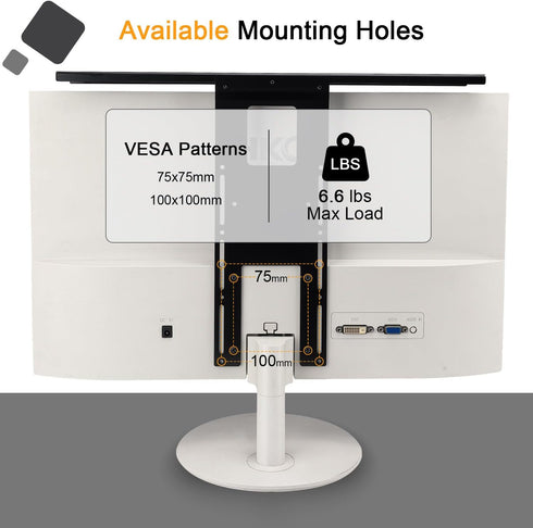 IFCASE 75mm 100mm Above/Behind Desk Monitor Shelf Mount Holds SLR Camera, Light Webcam, Microphone Fits VESA Compatible