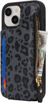 Cavor for iPhone 14 Plus Case with Card Holder - Wallet Case for Women Men, Leather Magnetic Clasp Zipper Pocket Card