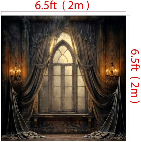 Kate 6.5x6.5ft Halloween Backdrop, Digital Printed Cloth Window Curtain Candle Decoration, Photo Studio Props
