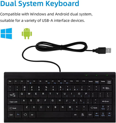 CUQI Mini Keyboard, Small Wired 82 Scissor Keys, USB Compact Keyboard for Windows, Android, Raspberry Pi