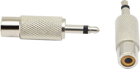zdyCGTime RCA to 3.5MM Audio TS Adapter, 3.5mm 1/8" Mono Plug Male to RCA Female Jack Connector (Silver, 2 Packs)