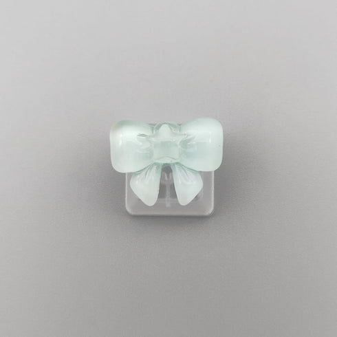 Personalized Cute Bowknot Transparent Keycap - Handmade OEM Profile Keycap Base for Mechanical Keyboard (Blue)