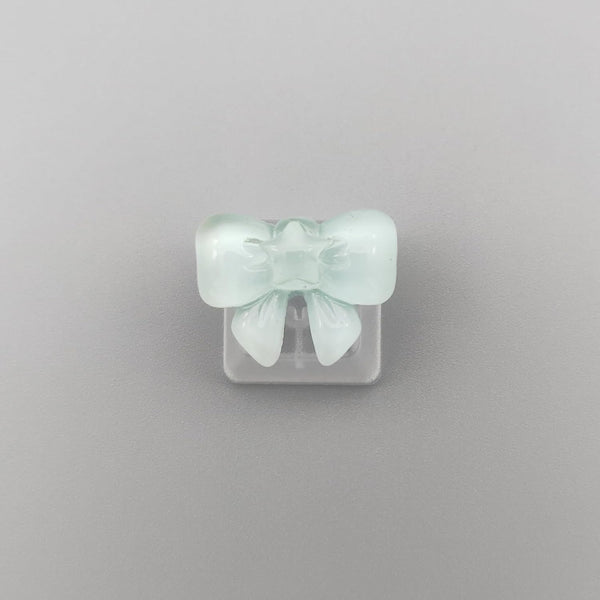 Personalized Cute Bowknot Transparent Keycap - Handmade OEM Profile Keycap Base for Mechanical Keyboard (Blue)