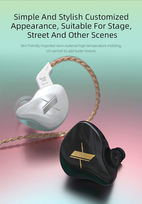 KZ EDX in-Ear Monitors, HiFi Stereo Stage/Studio IEM Wired Noise Isolating Sport Earphones with Detachable Cable 2Pin