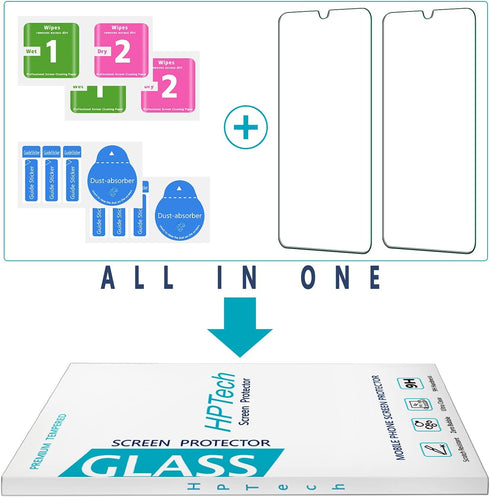 HPTech (2 Pack) Screen Protector for Samsung Galaxy A10e/Galaxy A10E, Tempered Glass, 9H Hardness, Anti Scratch