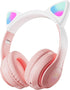 Kids Bluetooth Headphones, Wireless Over-Ear Headphones with Microphone, Cat Ear Design for Girls, Teens, Adults (New