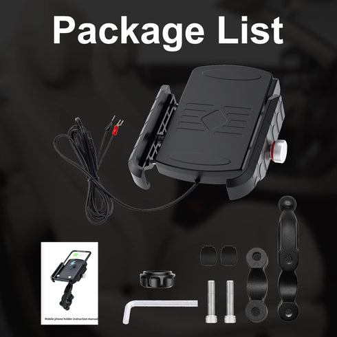 BATIGE Motorcycle Wireless Charger Phone Mount, 15W Qi Charger with USB 2.0, Waterproof for 12V/24V Devices