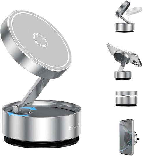 DUEDUE Vacuum Magnetic Suction Phone Holder, Suction Cup Magnetic Car Phone Mount 360Adjustable