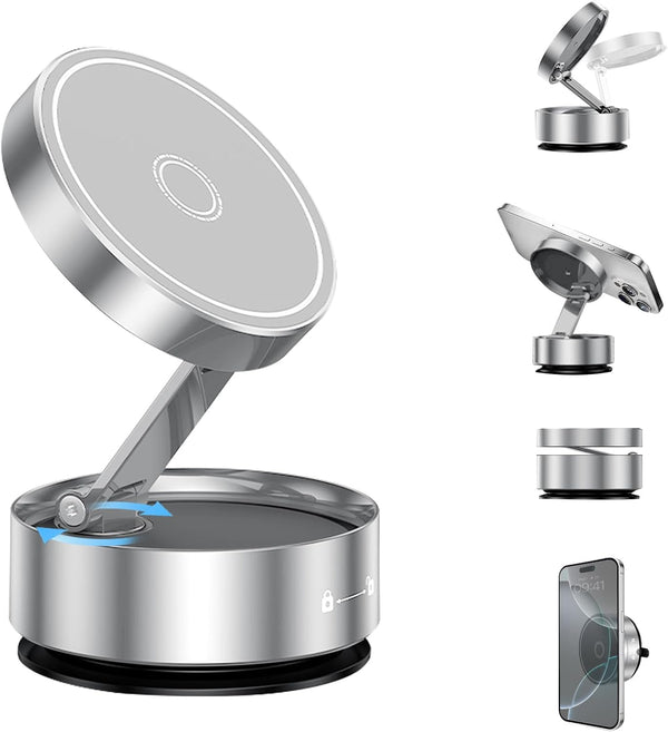 DUEDUE Vacuum Magnetic Suction Phone Holder, Suction Cup Magnetic Car Phone Mount 360Adjustable