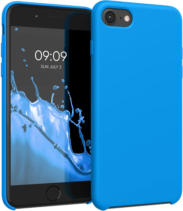 kwmobile TPU Silicone Phone Cover Case - Radiant Blue, Compatible with Apple iPhone SE (2022/2020), iPhone 8/7
