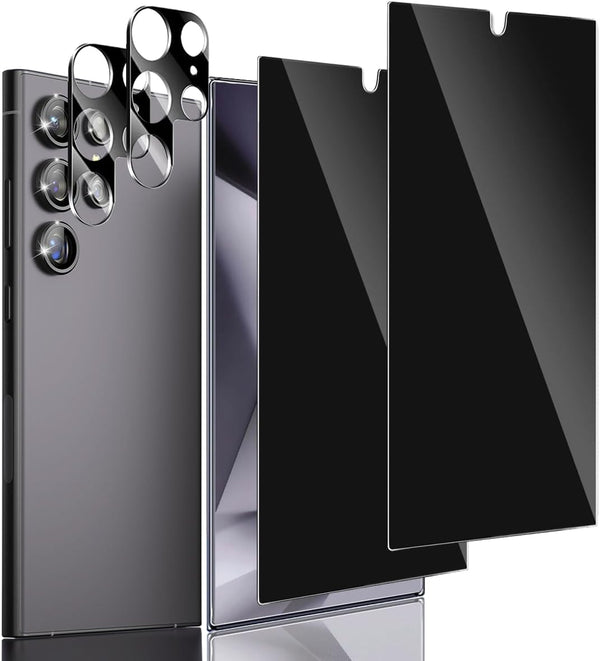 Samsung Galaxy S24 Ultra Privacy Screen Protector - Tempered Glass with Camera Lens Protector, Anti-Spy, Fingerprint