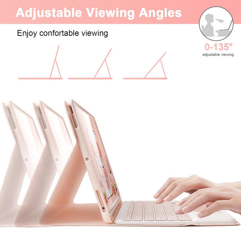 LAMA Wireless Keyboard Case with Touchpad for iPad 10.2" 9th 8th 7th Gen, Detachable Bluetooth Keyboard, Pencil Holder