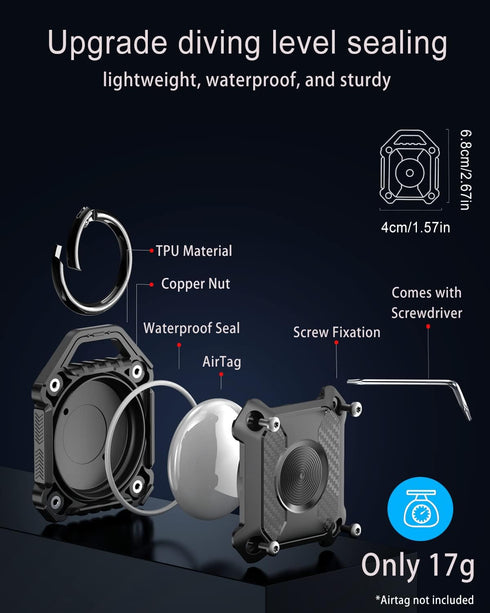 Airtag Holder 4 Pack, IP68 Waterproof Keychain Holder, Hard TPU Airtag Keychain with 360 Full Protection for Apple