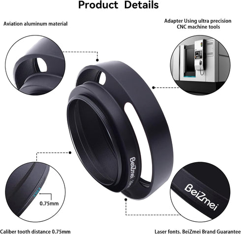 72mm Lens Hood,72mm Metal Camera Lens Hood Compatiable All Brands Lenses with 72mm Filter Thread+72mm lens cap