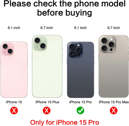 2 PCS ASDAWN Back Rear Camera Lens Glass Replacement for iPhone 15 Pro 6.1 Inches with Installation Manual