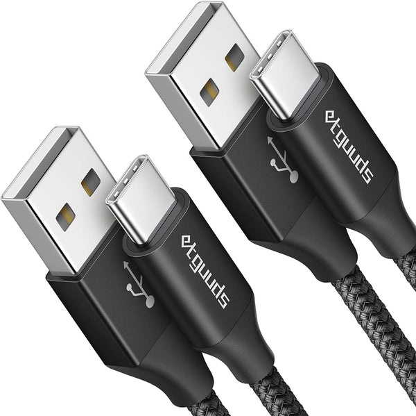 etguuds 2-Pack 3ft USB C Cable 3A Fast Charging - USB A to Type C Charger Cord for Samsung Galaxy, Moto G, Nylon
