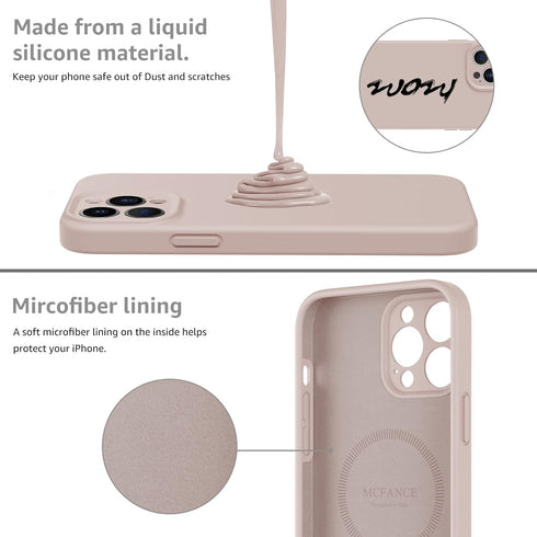 MCFANCE Silicone Magnetic Case for iPhone 13 Pro Max, Compatible with MagSafe, Full Camera & Shock Protection - Pink