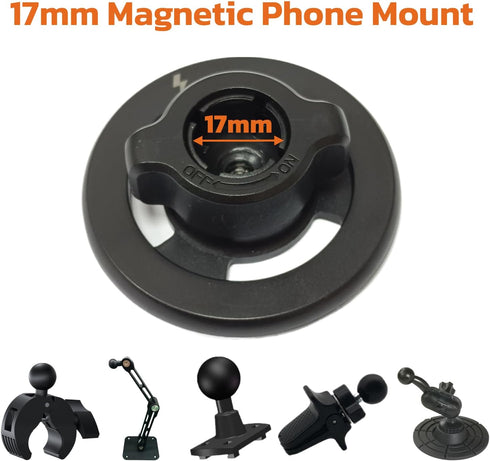 YKI 17mm 17mm/0.67inch 360 Magnetic Phone Mount Adapter Compatible with Mag Safe, ViewStable Magnetic Car Phone Mount