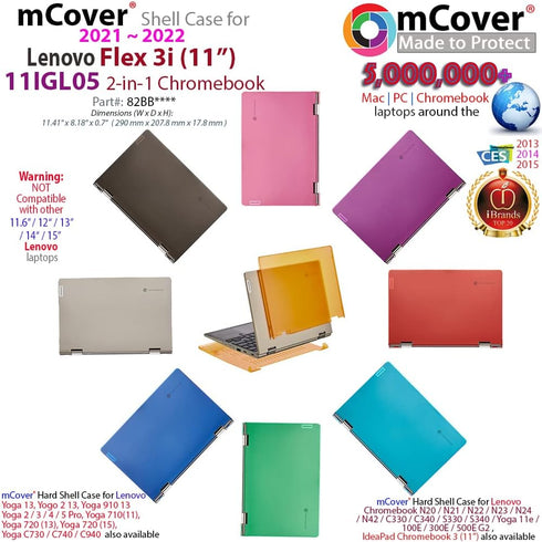 mCover Case for 2021~2022 11.6" Lenovo Flex 3i 11IGL05 Chromebook Laptop ONLY, Black