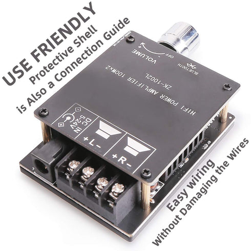 Bluetooth Amplifier Board, 100W+100W Peak Output Power, 2.0 Channel, BT 5.0 AMP Board for DIY Wireless Speakers