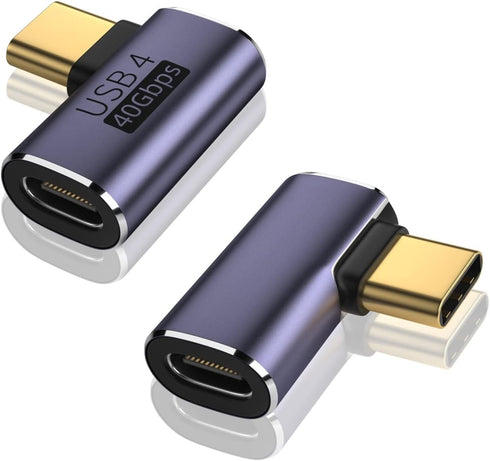 V VCOM USB C 90 Degree Adapter (2 Pack), 40Gbps Data Transfer USB Type C Male to Female Right Angle Extender for Steam