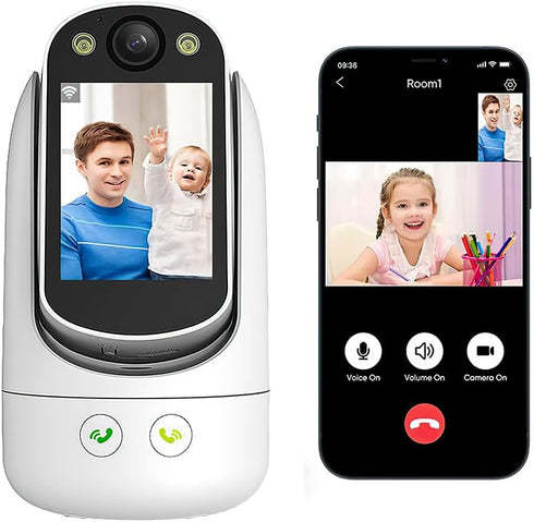 Video Call Security Camera Indoor, Nanny Camera Baby Monitor, 2-Way Video Call, 1080P 2.8 inch HD Screen