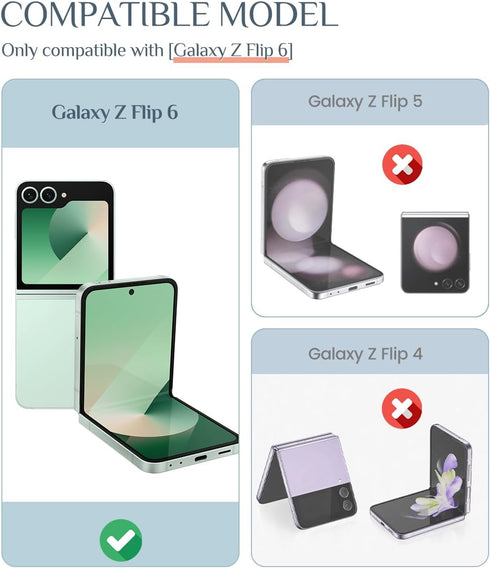 Caka Slim Shockproof Case for Galaxy Z Flip 6, with Hinge Protection and Screen Protector for Wireless Charging