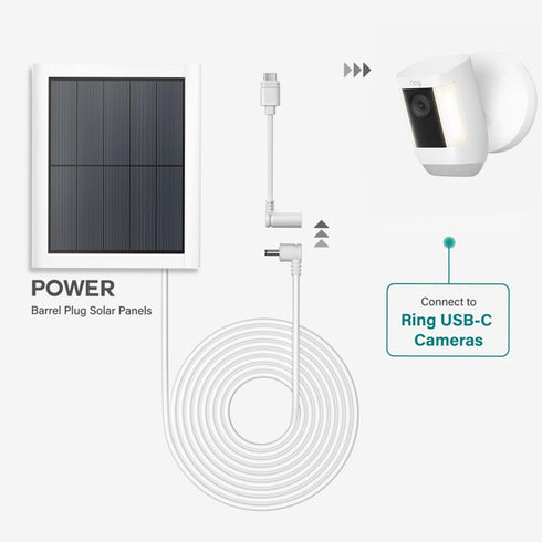 Ring Barrel Plug to USB-C Adapter for Barrel Plug Solar Panels and USB-C Cameras - Black I For Solar Panel (1st Gen), Super Solar Panel, Stick Up Cam Pro, Spotlight Cam Plus, Spotlight Cam Pro