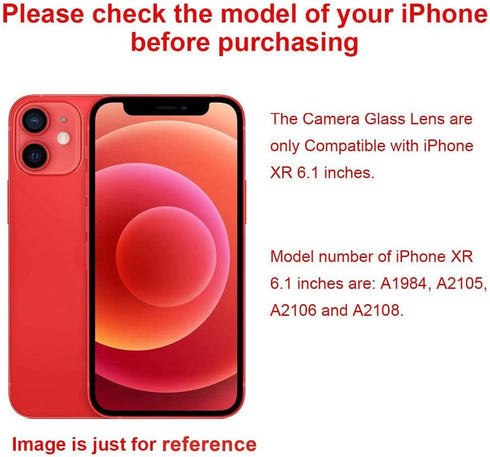 2 Pcs Back Rear Camera Lens Glass Replacement for iPhone XR 6.1 inches with Repairing Toolkit & Pre-Installed Adhesive