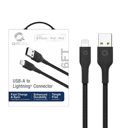6 FT Black USB-A to Lightning Connector Charging Cable - Perfect for your devices!