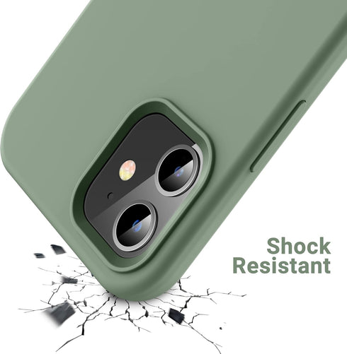 OTOFLY iPhone 12 & 12 Pro Case, Calke Green, Silky Soft Touch Premium Liquid Silicone Full-Body Protective Bumper
