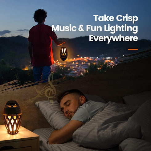 SKYK LED Flame Speaker, Tiki Torch Atmosphere Light, Outdoor Bluetooth 5.0 Wireless Speaker for Parties