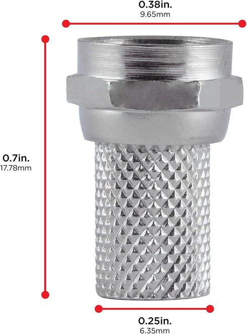 UltraPro RG6 F-Type Twist-On Coaxial Connector, 4 Pack, No Tools Required for Custom Cables