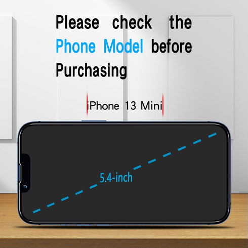 Slanku 3 Pack Tempered Glass Privacy Screen Protector for iPhone 13 Mini, Anti-Spy, Full Coverage, Case Friendly.