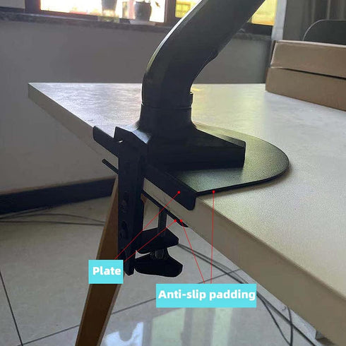 Steel Monitor Mount Reinforcement Plate for Fragile Tabletop, Fits Most Monitor Stand C Clamp Installation (Black)