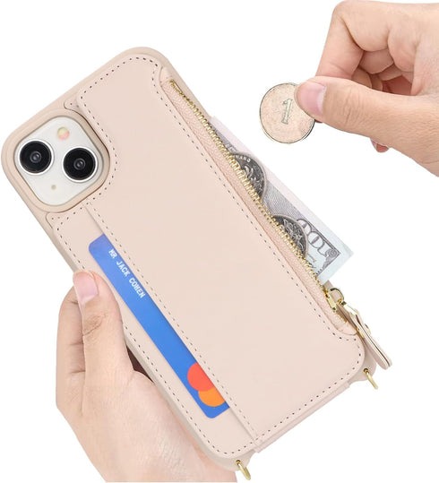 Cavor for iPhone 13 Case with Card Holder, Wallet Case for Women, Phone Case with Strap, Crossbody Lanyard and