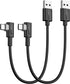 SUNGUY 1FT USB C 90 Degree Cable 2-Pack, Fast Charge & Sync Cord for Samsung Galaxy S20, S10, Note 20, Moto G7/G8.
