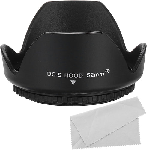 PATIKIL 52mm Camera Lens Hood, Reversible Flower Lens Hood Protector with Cloth for Nikon, Fujifilm, Pentax.