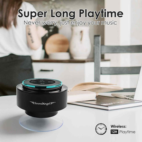 XLeader Upgraded Shower Speaker, IPX7 Waterproof Bluetooth Speaker, Portable Mini Speaker with Suction Cup and Mic for