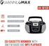 HANNLOMAX HX-301CD CD/MP3 Cassette Boombox, AM/FM Radio, Recorder, Records from CD or Radio, Headphone Jack, LCD