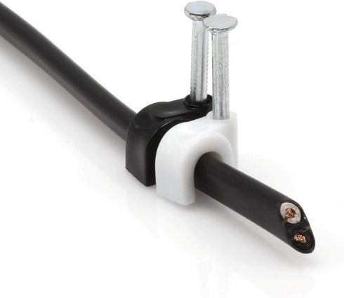 THE CIMPLE CO - Single Coaxial Cable Clips, White, 1/4 in (6 mm) Nail Clip, 100 Pieces per Bag, Cat6, Electrical Wire
