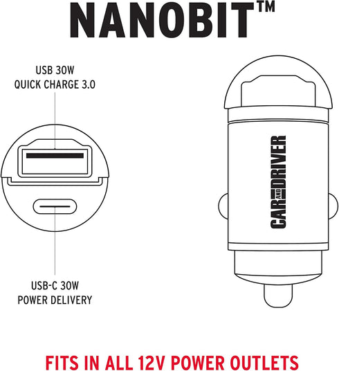 Car and Driver USB C Car Charger Adapter, Dual USB Car Charger, Cigarette Lighter USB Charger for Galaxy, iPad, iPhone