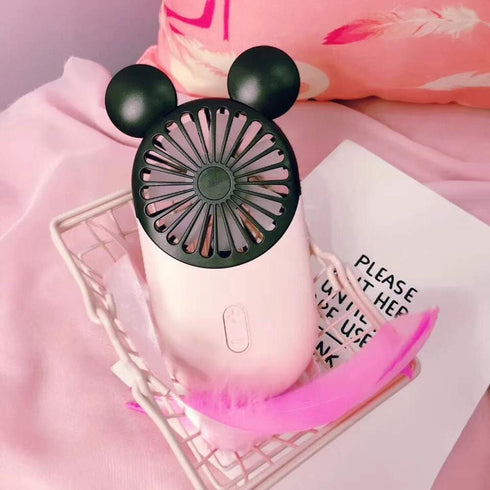 Cute Personal Mini Fan, Handheld & Portable USB Rechargeable Fan with LED Light, 3 Adjustable Speeds, Pink
