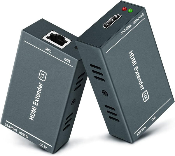HDMI Extender up to 164 ft/50m, Over Cat5e/Cat6/Cat7 Ethernet Cables, 1080P@60Hz Ultra HD Uncompressed Transmission