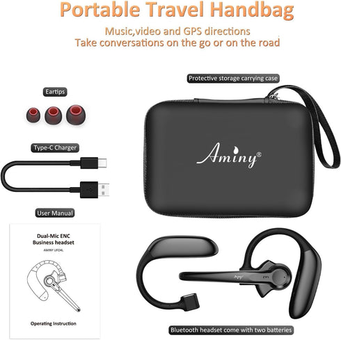 Wireless Bluetooth Headset with Microphone, 30 Hrs Talking Time, V5.3 AI Noise Cancelling Earphones for Office Home