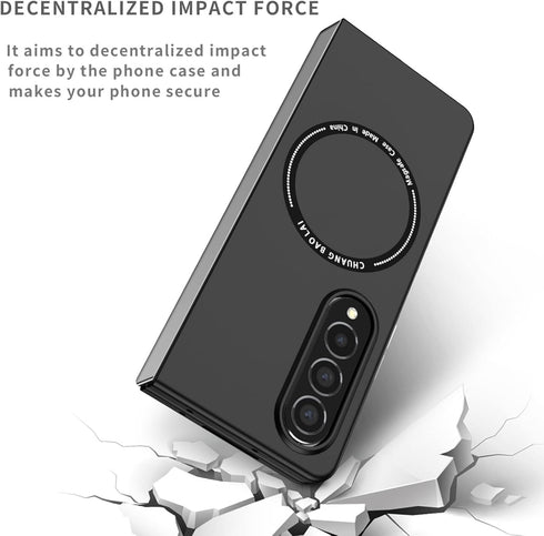 Phone Case for Samsung Galaxy Z Fold4, Dual Layer protection Military Grade Drop Shockproof with Wireless Charging Case for Galaxy Z Fold 4 6.1" MS -Black