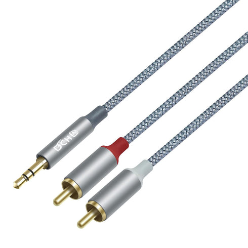 3.5mm to RCA Audio Cable 4ft, 2 Male RCA Aux Cord Adapter for Speaker Stereo Car Subwoofer, Gold Plated