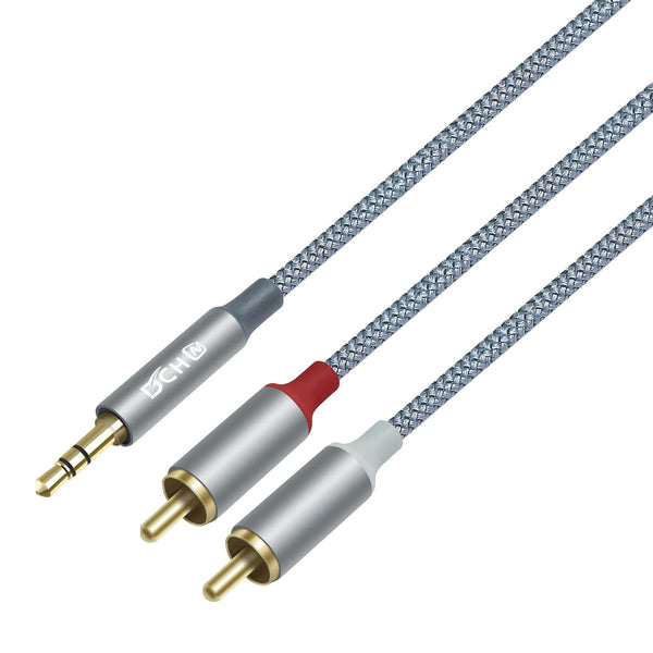 3.5mm to RCA Audio Cable 4ft, 2 Male RCA Aux Cord Adapter for Speaker Stereo Car Subwoofer, Gold Plated