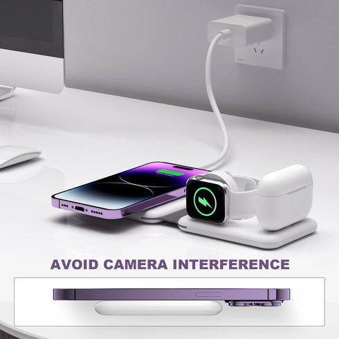 3 in 1 Wireless Charger, Foldable Magnetic Charging Station for Multiple Apple Devices, Compatible with iPhone